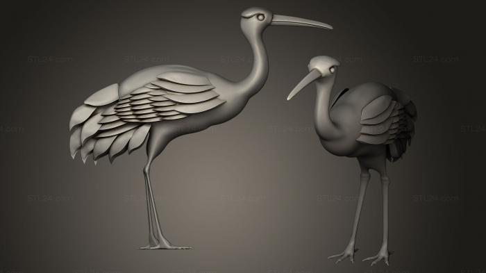 Bird figurines (Stork, STKB_0071) 3D models for cnc